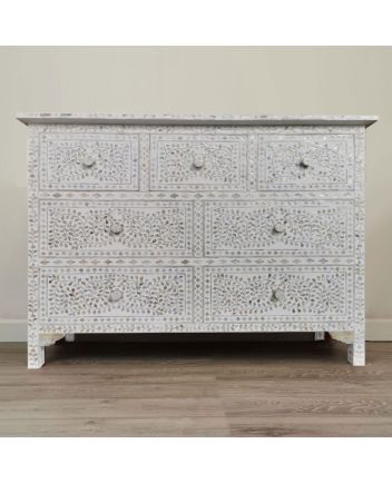 Handmade Mother of Pearl Floral Pattern Sideboard