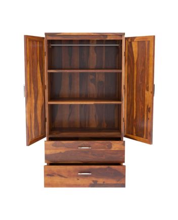 Handmade Caspian Modern Solid Wood Wardrobe Clothing Almirah With Shelves Furniture