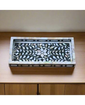 Handmade Mother of Pearl Floral Pattern Serving Tray
