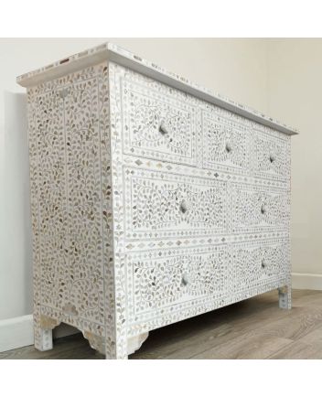 Handmade Mother of Pearl Floral Pattern Sideboard