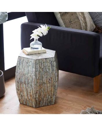 Handmade Mother of Pearl Modern Pattern End Table