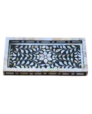 Handmade Mother of Pearl Floral Pattern Serving Tray