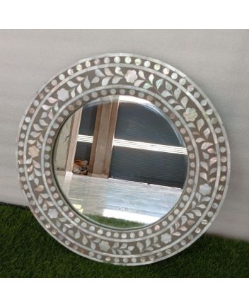 Handmade Mother of Pearl Floral Pattern Mirror Frame