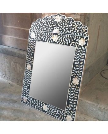 Handmade Mother of Pearl Floral Pattern Mirror Frame