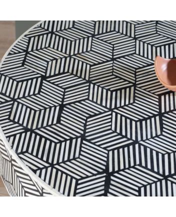 Handmade Bone Inlay Stripped Pattern Coffee Table