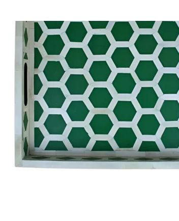 Handmade Bone Inlay Honeycomb Pattern Serving Tray