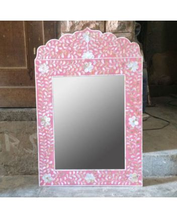 Handmade Mother of Pearl Floral Pattern Mirror Frame