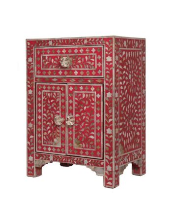 Handmade Mother of Pearl Floral Pattern Bedside Furniture