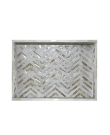 Handmade Mother of Pearl Zig-Zag Pattern Serving Tray