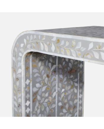 Handmade Mother of Pearl Floral Pattern Console Table