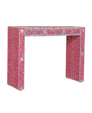 Handmade Mother of Pearl Floral Pattern Console Table