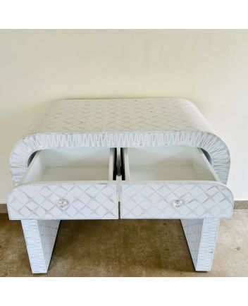 Handmade Mother of Pearl Floral Pattern Console Table