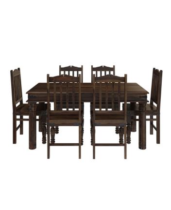 Handmade Rustic Solid Reclaimed Wooden Dining Table and Chair Set