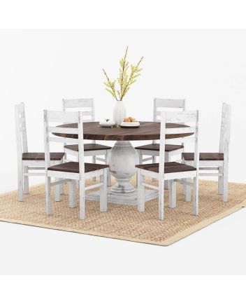 Handmade Rustic Solid Reclaimed Wooden Dining Table and Chair Set