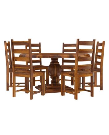 Handmade Rustic Solid Reclaimed Wooden Dining Table and Chair Set