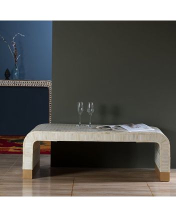 Handmade Bone Inlay Waterfall Pattern Coffee Table