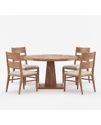 Handmade Rustic Solid Reclaimed Wooden Dining Table and Chair Set