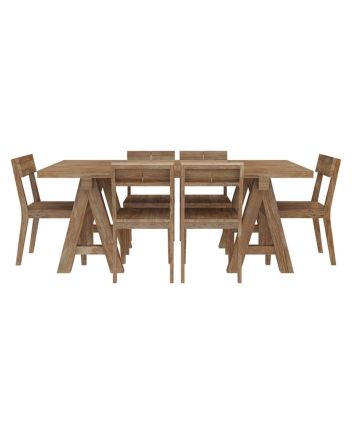Handmade Rustic Solid Reclaimed Wooden Dining Table and Chair Set