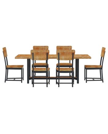 Handmade Rustic Solid Reclaimed Wooden Dining Table and Chair Set