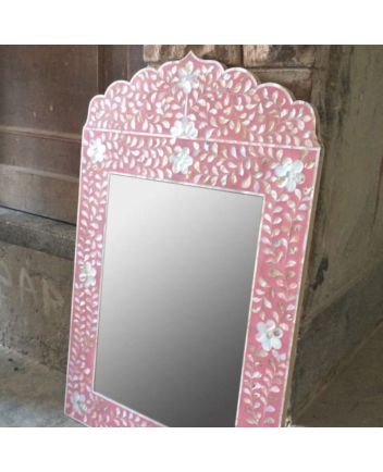 Handmade Mother of Pearl Floral Pattern Mirror Frame