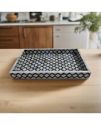 Handmade Mother of Pearl Moroccan Pattern Serving Tray