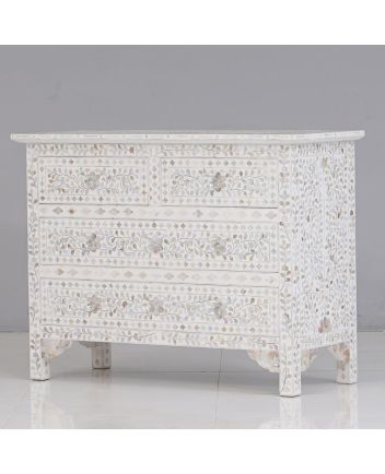 Handmade Mother of Pearl Floral Pattern Sideboard