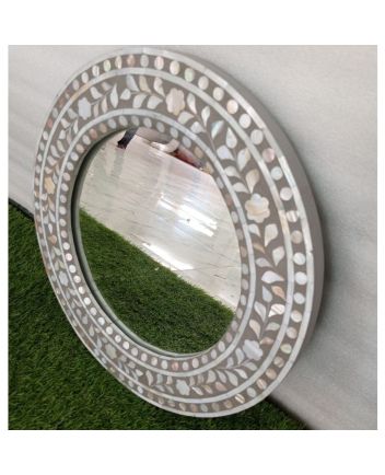 Handmade Mother of Pearl Floral Pattern Mirror Frame