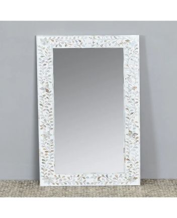 Handmade Mother of Pearl Floral Pattern Mirror Frame