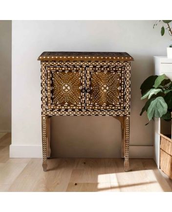 Handmade Bone Inlay Teak wood Bedside Furniture