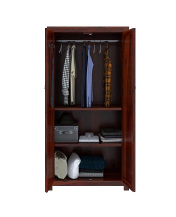 Handcrafted Celoron Louvered Door Solid Wood Wardrobe Almirah w Removable Shelves  Furniture
