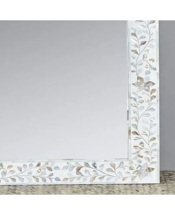 Handmade Mother of Pearl Floral Pattern Mirror Frame