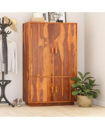 Handmade Brocton Modern Rustic Solid Wood Large Armoire Wardrobe with Shelves Furniture