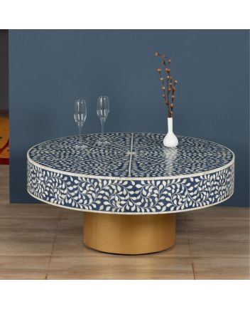 Handmade Bone Inlay Floral Pattern Coffee Table