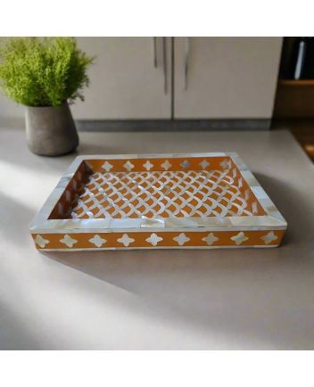 Handmade Mother of Pearl Fish Scale Pattern Serving Tray