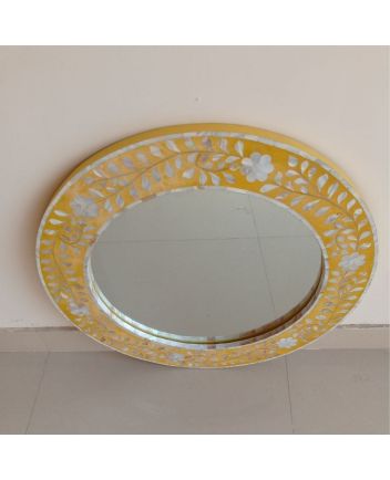 Handmade Mother of Pearl Floral Pattern Mirror Frame