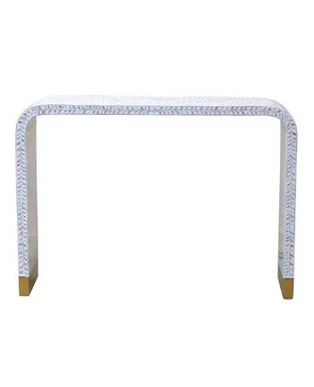 Handmade Mother of Pearl Floral Pattern Console Table