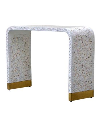 Handmade Mother of Pearl Floral Pattern Console Table
