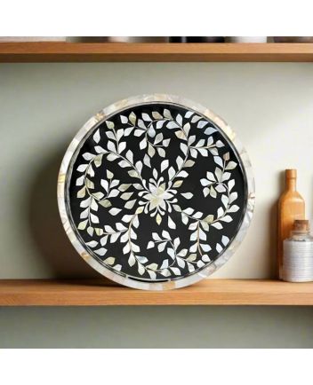 Handmade Mother of Pearl Floral Pattern Serving Tray
