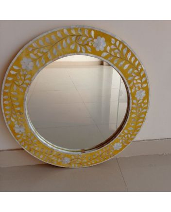Handmade Mother of Pearl Floral Pattern Mirror Frame