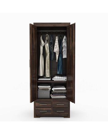 Handcrafted Solid Wood 4 Drawer Tall Armoire Closet Furniture