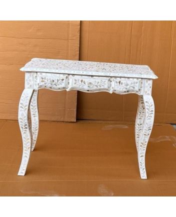 Handmade Mother of Pearl Floral Pattern Console Table