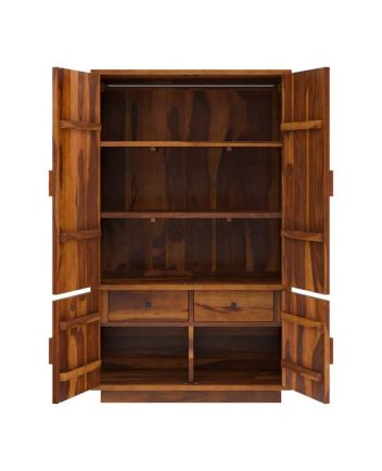 Handmade Brocton Modern Rustic Solid Wood Large Armoire Wardrobe with Shelves Furniture