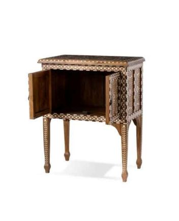 Handmade Bone Inlay Teak wood Bedside Furniture