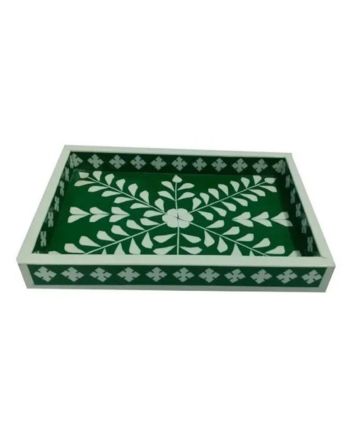 Handmade Bone Inlay Floral Pattern Serving Tray