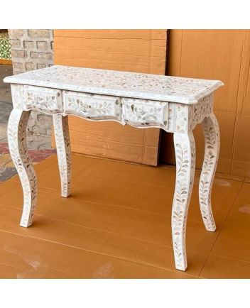 Handmade Mother of Pearl Floral Pattern Console Table