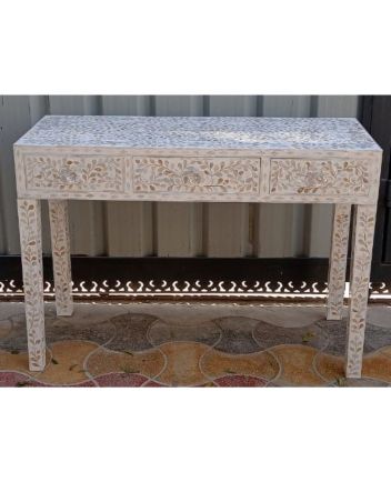 Handmade Mother of Pearl Floral Pattern Console Table