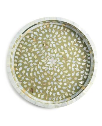 Handmade Mother of Pearl Floral Pattern Serving Tray