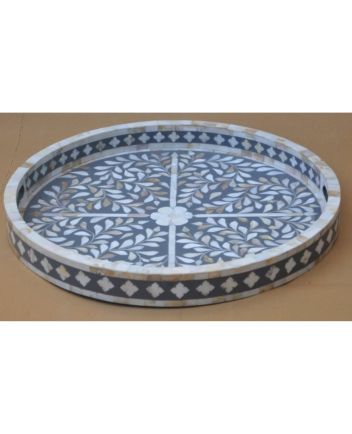 Handmade Mother of Pearl Floral Pattern Serving Tray