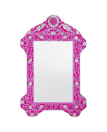 Handmade Mother of Pearl Floral Pattern Mirror Frame