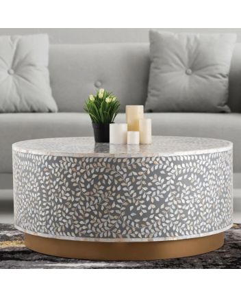 Handmade Mother of Pearl Floral Pattern Coffee Table